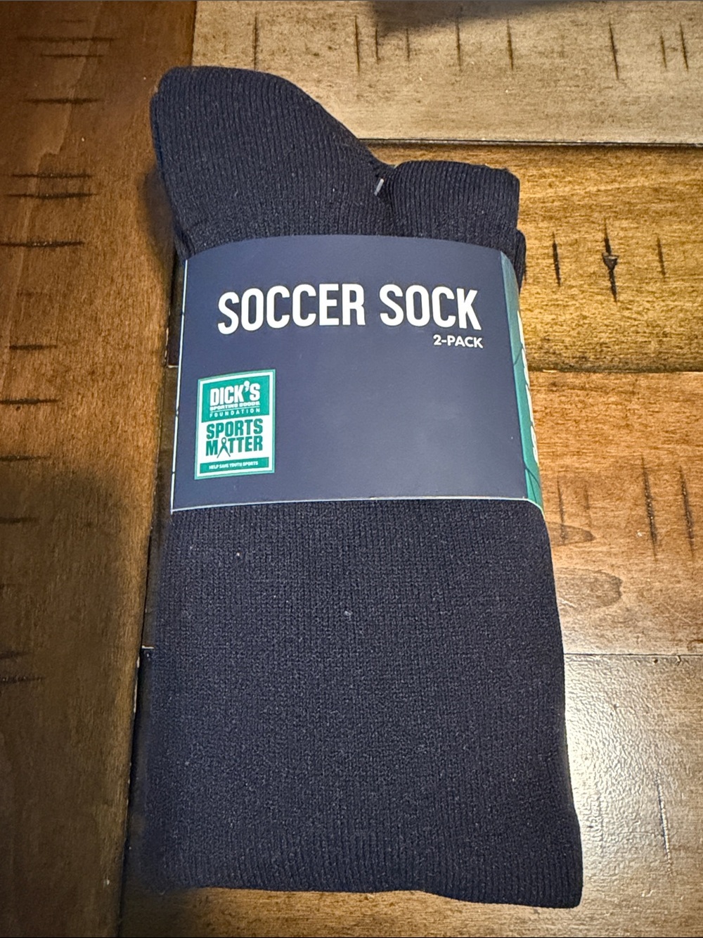 DICK’S sporting goods Black Soccer Socks 2-Pack — Athletic Crew Pair NEW youth L